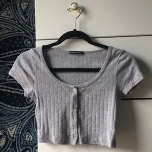 Grey brandy button up crop top